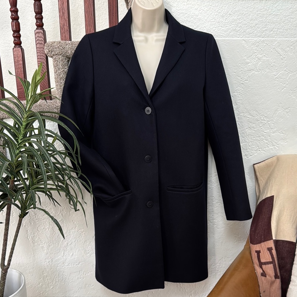 COS Women's Black Elegant Business Casual Party Midi Coat Size 8 EUC
